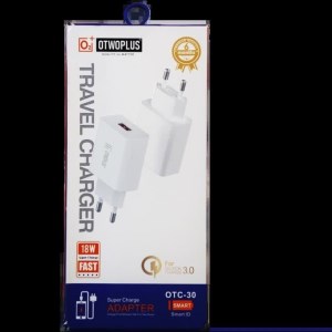 آداپتور (کلگی) شارژر سوپر فست اوتوپلاس OTWOPLUS مدل OTC-30 به همراه کابل لایتنینگ IOS سفید از فروشگاه لایفینو یزد